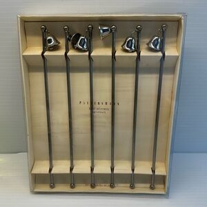 Pottery Barn Silver Bell Drink Stirrers Wedding Holiday Christmas
